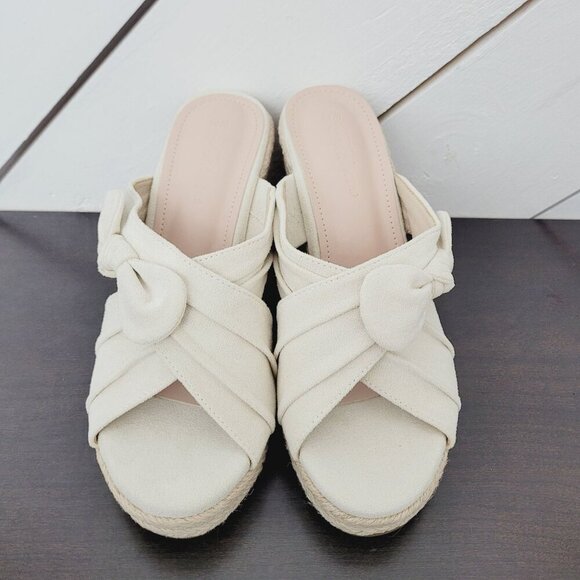 NEW Fashare Womens 7.5 Espadrille Wedge Sandals Criss-Cross Bow Design 10CT - Picture 3 of 7